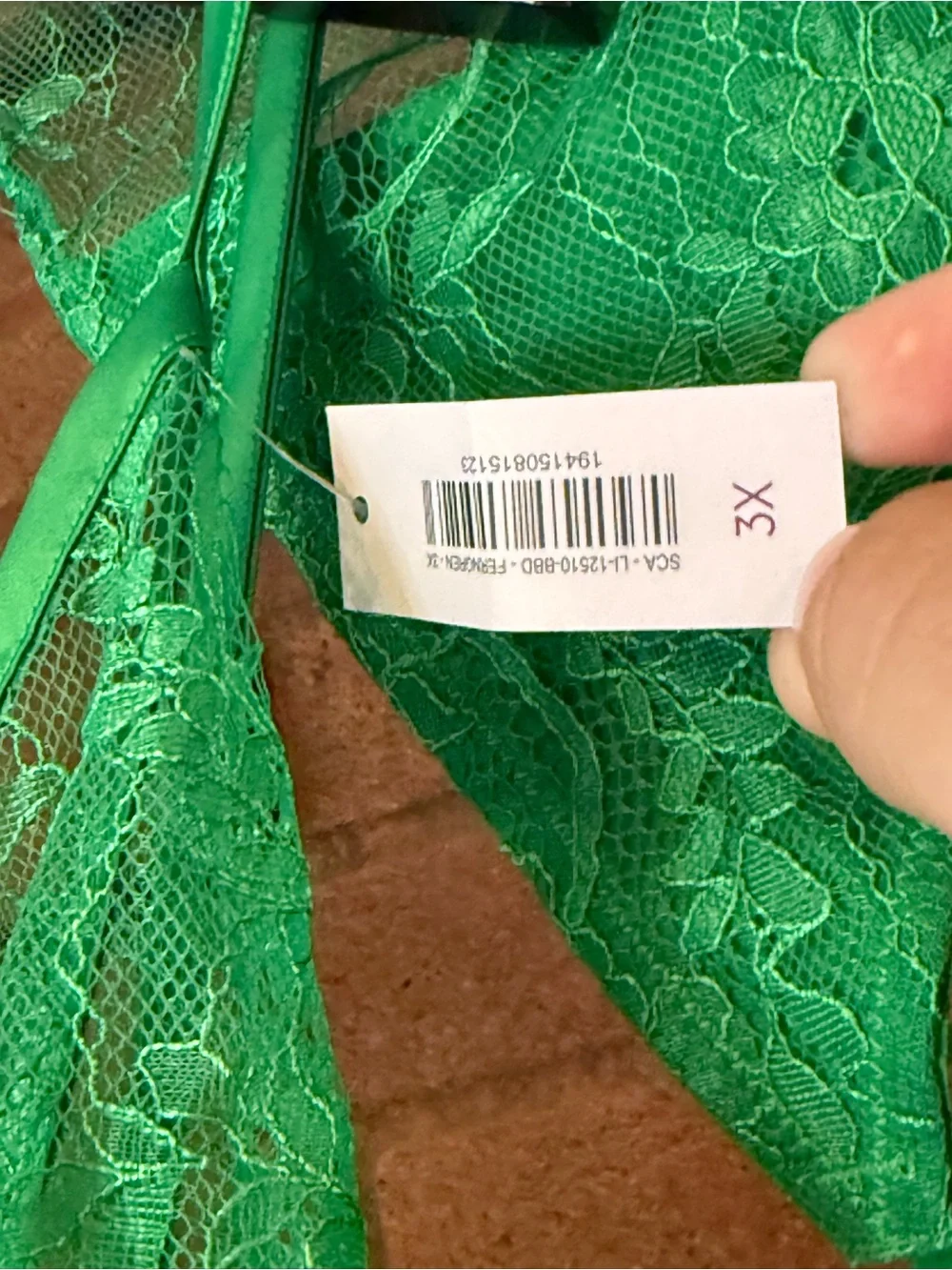 Adore Me Emerald Green Lace Chemise with Matching Thong NWT